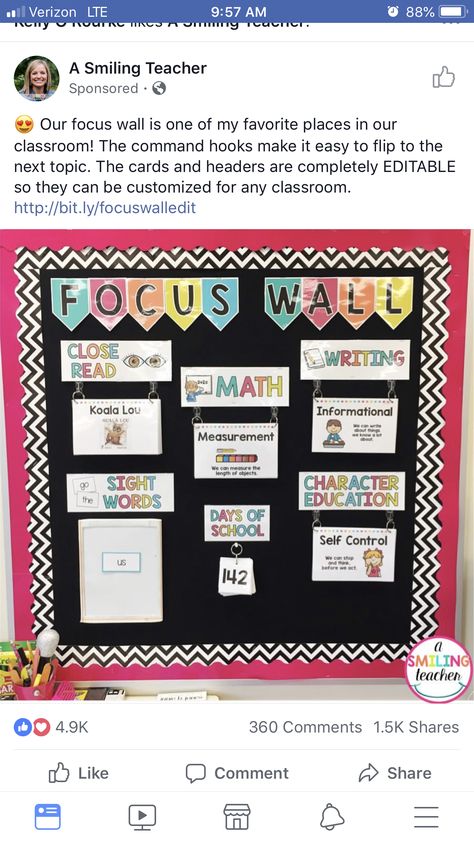 Classroom Organization Kindergarten, Math Focus Walls, Kindergarten Classroom Organization, Focus Walls, Focus Boards, Focus Images, Sped Classroom, Kindergarten Classroom Decor, 5th Class