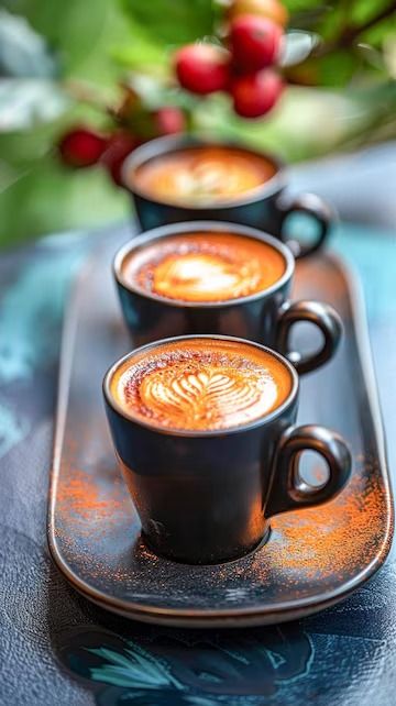 Premium Photo | Three Cups of Coffee Sit on a Tray Generative AI Coffee Shop Cups, Desk Snacks, Tea Quotes, Cups Of Coffee, Coffee Wallpaper, Famous Recipe, Coffee Images, Cooking Hacks, Coffee Pictures