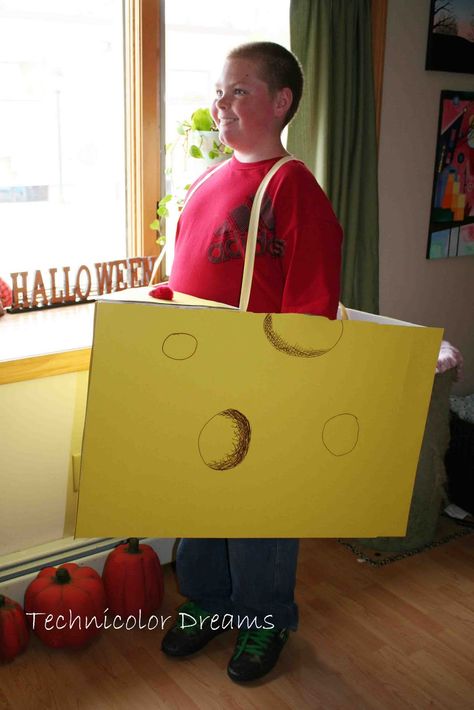 Cheese costume for Joe Diy Cheese Costume, Cheese Costume, Theatre Camp, Purim Costumes, Diy Cheese, Box Costumes, Block Of Cheese, Spirit Week, Purim