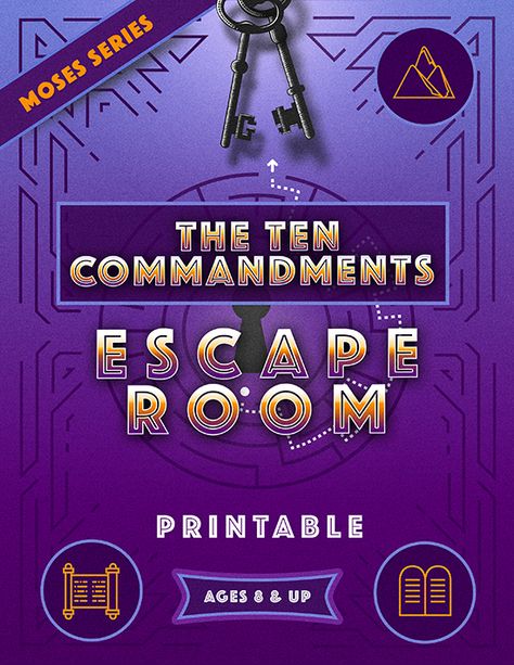 Escape Room Bible Theme, Church Escape Room Ideas, Christian Escape Room Ideas, 10 Commandments Games For Kids, 10 Commandments Game, 10 Commandments Activities, Bible Escape Room, 10 Commandments Craft, Church Game Night