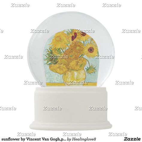 sunflower by Vincent Van Gogh,post impressionist p Snow Globe Sunflower Gift Ideas, Sunflower Gifts, Post Impressionists, Vincent Van, Snow Globe, Vincent Van Gogh, Custom Holiday Card, Holiday Spirit, Van Gogh