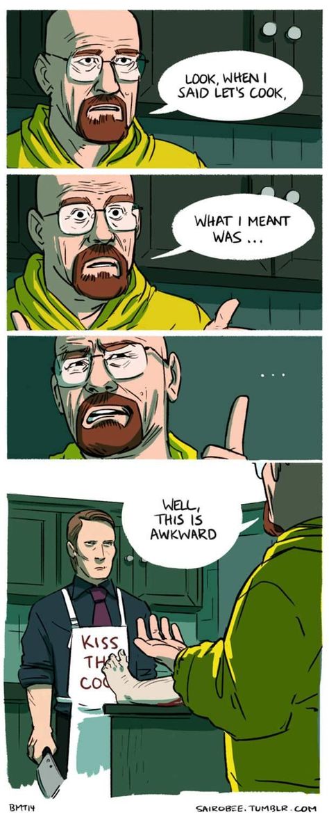 Breaking Bad Tumblr, Hannibal Crossover, Breaking Bad Comic, Breaking Bad Fanart, Awkward Kiss, Bad Fan Art, Breaking Bad Funny, Breaking Bad Art, Hannibal Funny