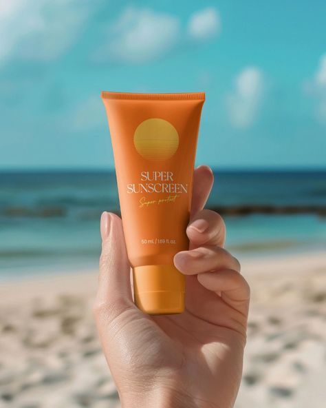 Sunscreen Photography Ideas, Sunscreen Lifestyle Photography, Vacation Sunscreen Branding, Sunblock Product Photography, Sunscreen Tube Design, Spf Cream, Packaging Mockup, Free Png, Mockup Psd