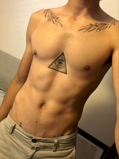 Vines On Collar Bone Tattoo Men, Laurel Wreath Collar Bone Tattoo, Top Chest Tattoo For Men, Laurel Tattoo Men Neck, Laurel Collar Bone Tattoo, Greek Leaves Tattoo Chest, Leaf Chest Tattoo Men, Leaves On Chest Tattoo, Symmetrical Collar Bone Tattoo Men