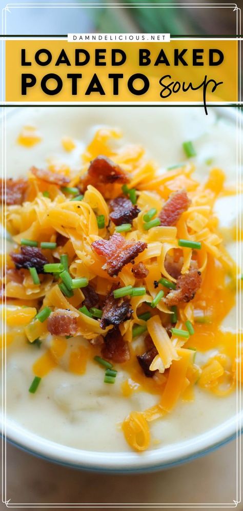 LOADED BAKED POTATO SOUP, comfort food, tasty dinner recipes Amazing Fall Dinner Recipes, Crock Pot Loaded Baked Potato Soup With Hashbrowns, Loaded Potato Soup With Hashbrowns, Loaded Baked Potato Soup With Hashbrowns, Baked Potato Soup With Hashbrowns, Recipe For Baked Potato Soup, Recipe For Baked Potato, Baked Potato Rounds, Clean Soups