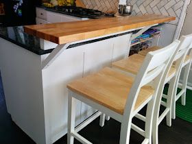 life is fun: How to convert a countertop to a breakfast bar Kitchen Counter Diy, Diy Breakfast Bar, Breakfast Bar Ideas, Kitchen Divider, Kitchen Counter Island, Life Is Fun, Kitchen Bar Table, Building A Kitchen, Counter Bar