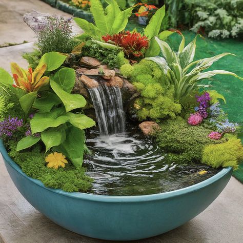 13 Container Water Garden Ideas: Transform Your Space Into A Miniature Oasis - My Besuited Home Container Fish Pond, Water Garden Ideas, Fish Tank Garden, Container Pond, Small Water Gardens, Container Water Gardens, Backyard Garden Diy, Indoor Water Garden, Bonsai Soil