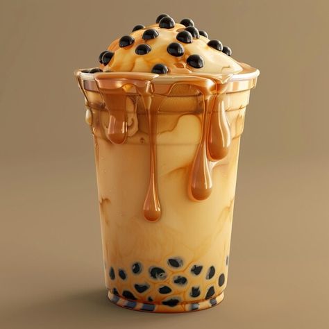 Photo image of a bubble tea cup showing ... | Premium Photo #Freepik #photo Japanese Bubble Tea, Bubble Tea Cup, Bubble Tea Shop, Bubble Milk Tea, Tapioca Pearls, Creamy Texture, Tea Shop, The Tea, Bubble Tea