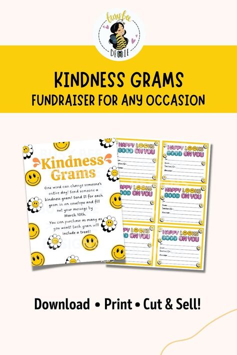 Candy Grams are an easy and quick way to earn money for any fundraiser! Use these Kindness Grams for multiple occasions (Valentine's Day, Spring, Easter, St. Patrick's Day, Kindness Day or Kindness Week). Download and edit using a free and easy to use program called Canva. With Canva, you can personalize your printable directly in your web browser. All you need to do is Purchase > Personalize > Print!  #Kindnessweek #kindnesscards #schoolfundraiser #churchfundraiser Spring Candy Grams, Kindness Grams, Candy Grams Fundraiser, Kindness Week, Spring Candy, Kindness Cards, Church Fundraisers, Team Ideas, School Fundraising