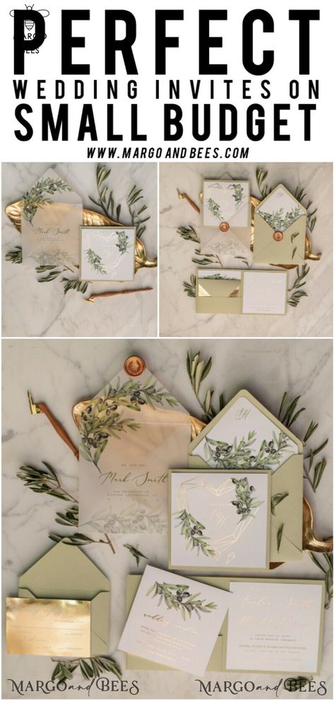 Are you planning a dreamy and romantic wedding in the mesmerizing landscapes of Tuscany? If so, then our elegant olive wedding invitations are the perfect choice for you. With their sophisticated design and luxurious feel, they will set the tone for your special day. Our luxury sage green wedding invites are crafted with utmost care and attention to detail. The soft and subtle green hue represents new beginnings and harmony, making it an ideal color for a wedding invitation. The timeless design Sage Green Wedding Invites, Olive Wedding Invitations, Tuscany Wedding Invitations, Green Invites, Green Wedding Invites, Boho Style Wedding Invitations, Olive Branch Wedding, Sage Green Wedding Colors, Theme Wedding Invitations