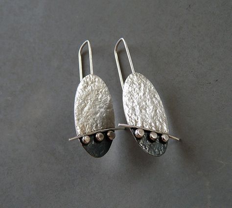 Silver Jewelry Handmade Earrings, Earrings Oxidised, Oxidised Earrings, Designer Silver Jewellery, Contemporary Earrings, Dry Creek, Oval Earrings, Sterling Silver Drop Earrings, Fan Earrings