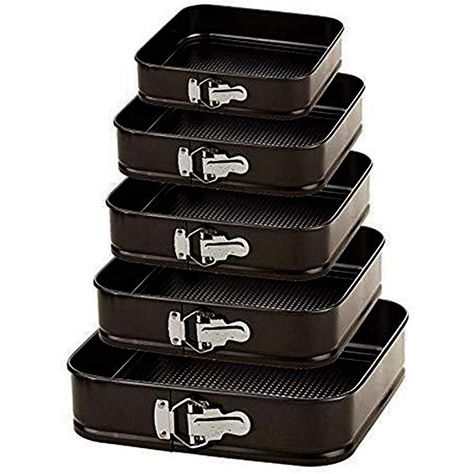 Denny International® 5pc Non Stick Springform Cake Pan Baking Bake Square Tray Tins Wedding Party: Amazon.co.uk: Kitchen & Home Springform Cake, Gerobak Dorong, Cake Decorating Books, Spring Form, Springform Pan Cake, Cake Pan Set, Donut Maker, Cake Baking Pans, Square Cake Pans