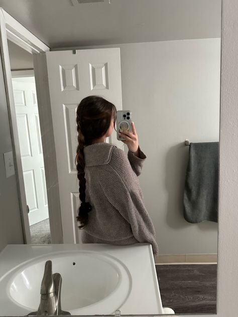 Long Hair, Brown Hair, Braid, Hair Inspo Low French Braid, Braid Selfie, Hair French, Loose Braids, French Braid, Dark Brown Hair, My Hair, Hair Inspo, Brown Hair