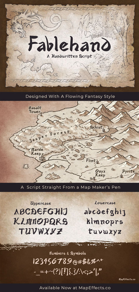 Fablehand - Handwritten fantasy script font Medieval Fantasy Map, Making Fantasy Maps, Fantasy Map Font, Fantasy Map Hand Drawn, Fantasy Map Making Symbols, Medieval Map Art, Dnd Maps World Drawn, Medieval Map, Medieval Maps