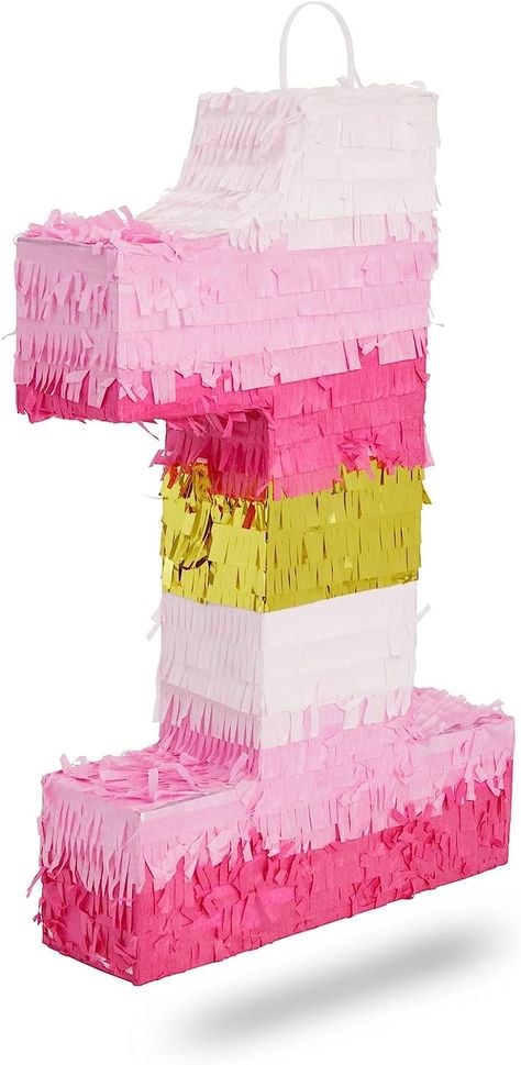 Number 1 Pinata, 1 Pinata, Fiesta Games, Birthday Pinata, 1st Birthday Girl Decorations, Colorful Confetti, 1st Birthday Party Decorations, First Birthday Party Decorations, Princess Theme Party