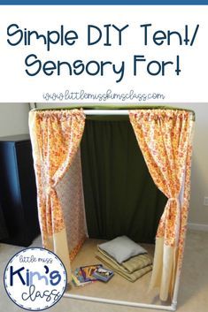 tutorial for making a super cheap & easy tent/ sensory fort?! They’re the perfect cheap little way to provide a cozy little reading space, a sensory get away or just a welcoming corner in your classroom. Reading Corner Tent Classroom, Calm Down Corner Classroom Furniture, Cheap Sensory Room Ideas, Sensory Area Classroom, Classroom Sensory Area, Diy Tent For Classroom, Classroom Quiet Space, Diy Sensory Corner, Sensory Cool Down Corner