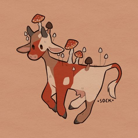 cute, digitally drawn mooshroom cow from minecraft. it has red, brown and white patches and red, brown and white mushrooms growing from its back Mooshroom Art, Goblin Core Art, Mooshroom Minecraft, Goblincore Art, Cottagecore Drawing, Cottage Core Art, Minecraft Drawings, Cottagecore Art, Art 2024