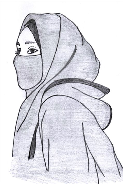 How to draw a Girl with Hijab | A Hijab Girl with Pencil Sketch | Pencil sketch of burka hijab girl Hijabi Drawing Pencil, Hijab Girl Drawing Sketch, Hijab Girl Sketch, Hijab Girl Drawing, Hijab Sketch, Photo Islam, Girl With Hijab, Cute Hijab Cartoon Wallpaper, Anime Drawings For Beginners