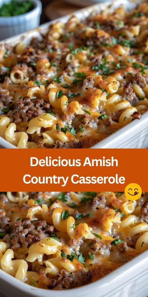 Looking for a comforting and flavorful meal that's easy to make? Try our Delicious Amish Country Casserole recipe! Made with simple ingredients like ground beef, egg noodles, and creamy sauces, this hearty dish is perfect for busy weeknights or cozy family dinners. Packed with flavor and sure to please even the pickiest eaters, it's a guaranteed crowd-pleaser. Egg Noodle Ground Beef Recipe, Fast Dinners Easy Families, Supper Recipes With Ground Beef, Easy Amish Recipes, Easy Casserole Dishes Simple Recipes, Simple Summer Meals Dinners, Amish Casserole Ground Beef, Hamburger Noodle Casserole Recipes, Ground Beef And Egg Noodle Recipes