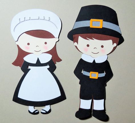 Thanksgiving Pilgrim Boy and Girl Paper Die Cut Paper Doll | Etsy Couple Drawing Template, Fall Tiered Tray Decor, Thanksgiving Pilgrims, Abc Coloring Pages, Fall Scarecrows, Abc Coloring, Die Cut Paper, Paper Scrapbook, Cricut Cards