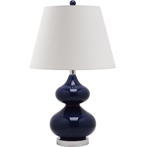 Safavieh Eva 24 in. Navy Double Gourd Glass Lamp Gourd Lamp, Globe Lamps, Table Lamp Sets, White Table Lamp, Home Decor Lights, Black Lamps, Lamp Sets, Glass Table Lamp, Lamps Living Room