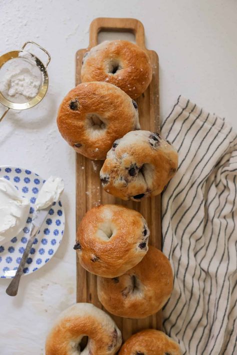 Sourdough Blueberry Bagels - sarahtherese.co Blueberry Bagel Recipe, Sarah Therese, Blueberry Bagels, Sourdough Blueberry, Bagel Recipes, Blueberry Bagel, Discard Recipes, Bagel Recipe, Dough Ingredients