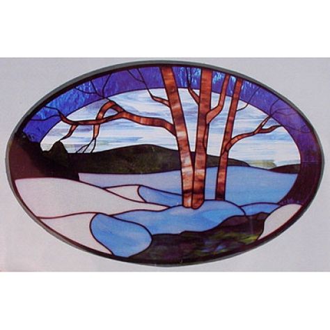 CKE-32 Winter (Stained Glass Full Size  Patterns) Stained Glass Winter, Moonlit Landscape, Stained Glass Night Lights, L'art Du Vitrail, Stained Glass Supplies, Stained Glass Quilt, Stained Glass Suncatchers, Stained Glass Lamps, Stained Glass Diy