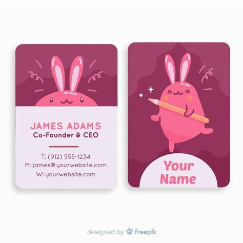 Kawaii Business, Artist Business Cards Design, Kawaii Vector, Illustration Business Cards, Card Template Free, Cute Business Cards, Art Business Cards, Buisness Cards, Graphic Design Business Card