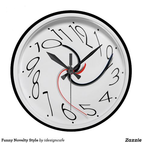 Funny Novelty Style Large Clock.........Funny clock with hangover warped clock face numbers that look distorted. Designed as a gag gift or decorative wall decor novelty clock. Novelty Clocks, Unusual Clocks, Custom Holiday Gifts, Custom Gift Ideas, Funny Home Decor, Cadeau Photo, Holiday Gift Ideas, Large Clock, Clock Face