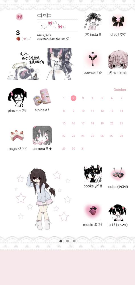 Cutecore Phone Widgets, Cutecore Homescreen Ideas, Cutecore Homescreen Wallpaper, Pink Anime Homescreen, Pink Cellphone Aesthetic, Cutecore Ios Layout, Cutecore Theme Phone, Cutecore Homescreen Layout, Pink Layout Homescreen