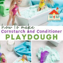 How to Make Playdough with Cornstarch and Conditioner Cornstarch And Conditioner Playdough, Cornstarch And Conditioner, Conditioner Playdough, How To Make Cornstarch, Make Your Own Playdough, Make Playdough, September Themes, Freezer Containers, Preschool Centers