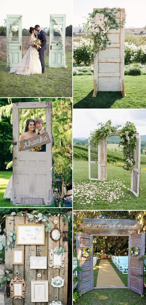 Rustic Wedding Decoration Ideas, Rustic Wedding Decorations, Wedding Decoration Ideas, Wood Door, Wooden Wedding, Rustic Wedding Decor, Diy Wedding Decorations, Romantic Weddings, Wedding Planners