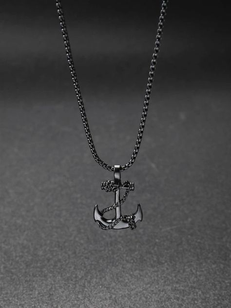 1Pc Minimalist Anchor Pendant Necklace For Men Daily Decoration For Valentine's Day Gift Zinc Alloy Black | SHEIN USA Men Pendant, Anchor Pendant, Geometric Necklace, Necklace For Men, Men Necklace, Ronaldo, Three Dimensional, Zinc Alloy, Black Men