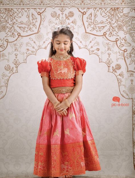 Viranica Manchu, Puff Hands, Allu Arha, Pattu Lehenga, Kids Party Wear Dresses, Pattu Pavadai, Kids Costumes Girls, Kids Wear Girls, Kids Blouse Designs