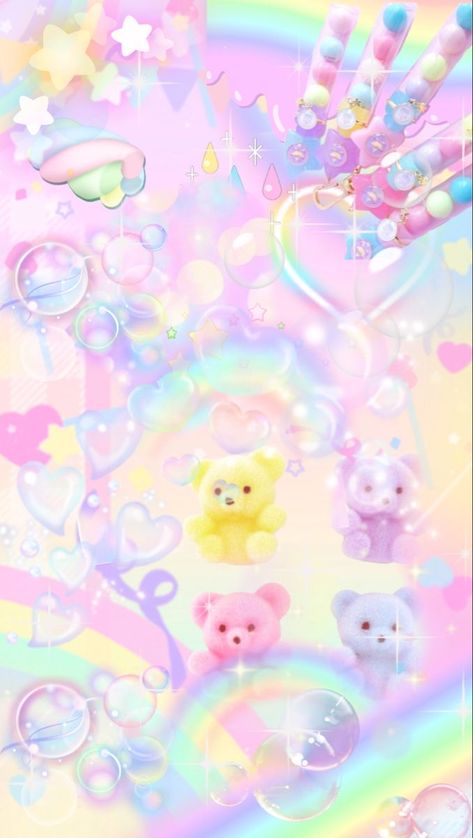 Pastel Kawaii Wallpaper, Pride Month Wallpaper, Dreamy Collage, Cutecore Wallpaper, Decora Aesthetic, Magical Girl Aesthetic, Kawaii Background, Happy Pride Month, Iphone Wallpaper Kawaii