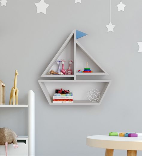 Kids Wall Shelves, Themed Kids Room, Toddler Boys Room, Wall Shelf Decor, Baby 2, Small Shelves, Marine Boat, Kids Bedroom Furniture, Decor Home Living Room