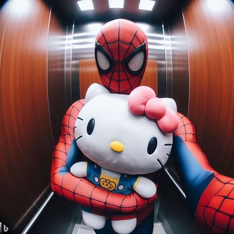 Hello Kitty And Spiderman, Spiderman Meme, Hello Kitty Videos, Deadpool And Spiderman, Instagram Cartoon, Spiderman Pictures, Edgy Wallpaper, Hello Kitty Pictures, Miles Morales