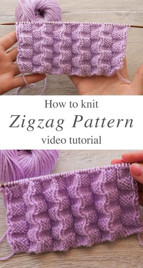 Zigzag Knit Pattern - Tutorial Knitting Stitches Tutorial, Knitting Paterns, Scarf Knitting, Knitting Patterns Free Cardigans, Zigzag Pattern, Knitting Instructions, How To Knit, Blanket Knitting Patterns, Knit Stitch Patterns