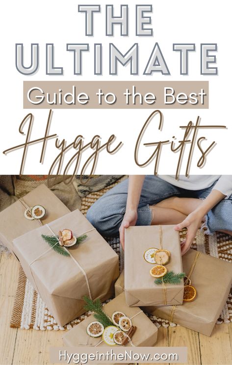 This ultimate guide to the best hygge gifts will make any gift shopping a breeze. Whether you are shopping for your best friend's birthday, Christmas or something cute for your pesky mother-in-law, there's a perfect hygge gift on this list for everyone! Hygge gifts for everyone on your list! #hygge #giftguide #hyggegifts #Christmasgifts #hyggegift #hyggeinthenow Hygge Box Gift, Diy Hygge Gift, Hygge Gift Basket Ideas, Hygge Gift Ideas, Hygge Christmas Gifts, Diy Mother In Law Gift Ideas, Hygge Birthday, Hygge Party, Hygge Gift Basket