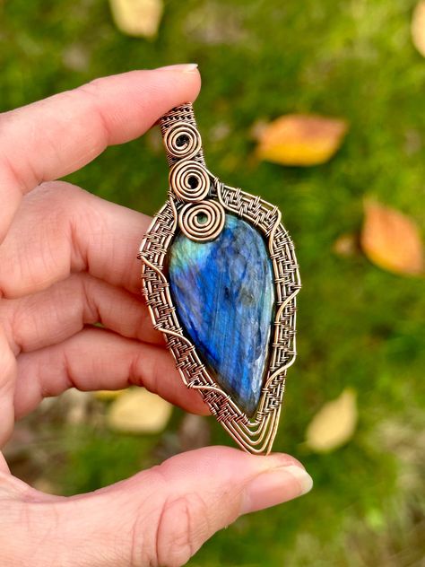 Excited to share this item from my #etsy shop: Blue Labradorite Wire Wrapped Pendant // Handmade Copper Wire Wrapped Jewelry Teardrop Wire Wrap Pendant, Magic Protection, Silver Wire Jewelry, Diy Wire Jewelry Rings, Wire Jewelry Rings, Wire Wrap Jewelry Designs, Wire Wrapped Jewelry Tutorials, Wrapped Crystal, Rock Jewelry