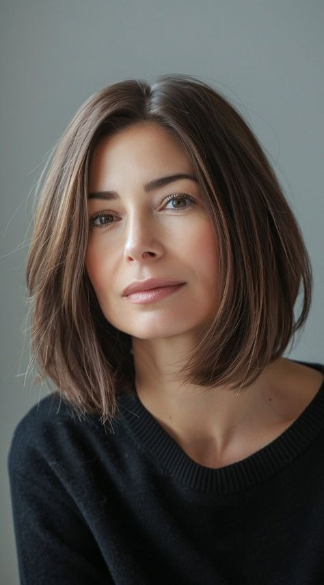 Mid Length Hairstyles Over 40: 27 Timeless and Trendy Ideas for Women | LooksNiceOnMe Collar Bone Hair, Hairstyles And Colors, Mid Length Hairstyles, Celebrities Hairstyles, Shoulder Length Bob Haircut, 40s Hairstyles, Haircuts For Medium Length Hair, Gorgeous Hair Color, Midlength Haircuts