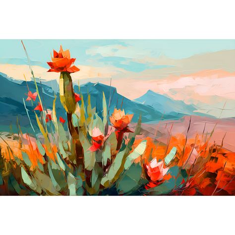 Title "Capulin Volcano". Vibrant oil painting print. New Mexico Mountains landscape art. New Mexico travel art. Southwestern wall decor. Premium quality giclee print To see more paintings, please visit my shop: www.etsy.com/shop/ErikaDanielArt - Giclee print on acid-free archival paper - Multiple sizes to choose from - Frame is not included. The print is not framed! Museum-quality posters made on thick and durable matte paper. Add a wonderful accent to your room, nursery and office with these po Volcano Painting, Mexico Mountains, Southwestern Paintings, Colorado Desert, Landscape California, Cactus Artwork, Southwestern Wall Decor, Cactus Paintings, Desert Landscapes