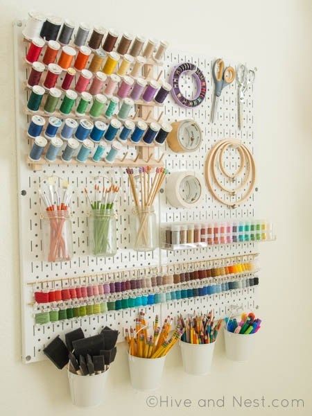 Organizing My Craft Supplies – Hive and Nest Quilting Storage, Craft Room Sewing, Organize Closet, Craft Office, Peg Boards, Crafting Room, Pegboard Storage, Room Organisation, Room Supplies