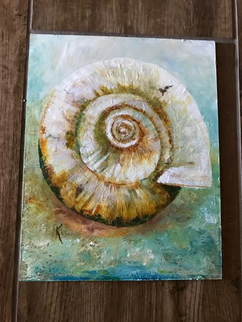 Shell 5x7 Acrylic 10/16 Seashell Painting Acrylic, Shell Acrylic Painting, Summer Acrylic Painting, Shell Artwork, Art Plage, Seashell Painting, Coastal Painting, Acrylic Artists, Beach Watercolor