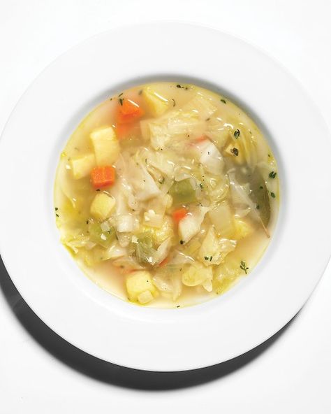 Cabbage-Vegetable Soup - Martha Stewart Recipes (I will make some variation of this to suite our taste, but thanks MS for the basic idea!) Soup Cabbage, Cabbage Vegetable, Quick Soup Recipes, Quick Soup, Vegetable Soup Healthy, Leek Soup, Veggie Soup, Vegetable Soup Recipes, Winter Soups