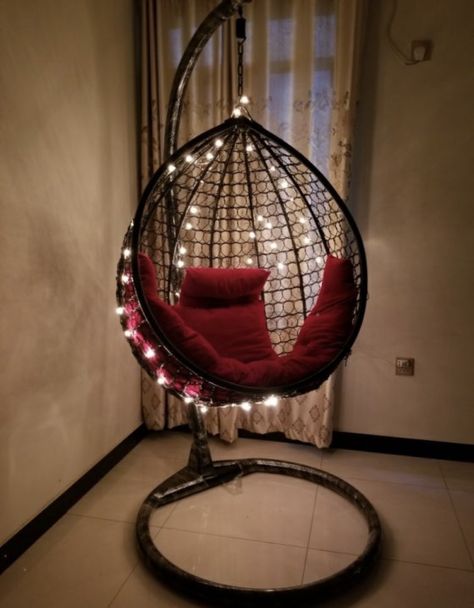 College Drawing, Bubble Chair, Hanging Chair With Stand, Indian Bedroom Decor, Indian Bedroom, Dark Feminine Aesthetic, Dressing Room Design, Interior Designing, Dark Feminine