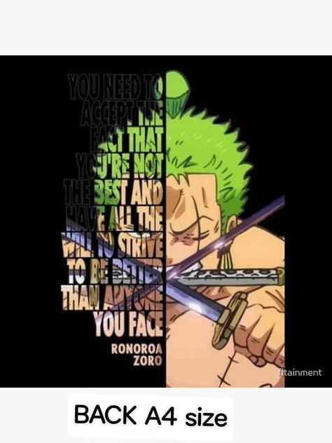 Zoro Poster, Christmas Gift Quotes, One Piece Quotes, Gym Wallpaper, Man Up Quotes, Anime Quotes Inspirational, Fitness Motivation Quotes Inspiration, Zoro One Piece, Kaneki Ken