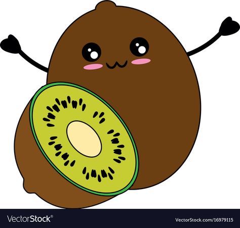 Kiwi Cartoon Cute, Kiwi Fruit Drawing, Kiwi Cartoon, Kiwi Drawing, Fruits Cartoon, Fruit Doodle, Kawaii Fruit, Fruit Cartoon, Fruits Drawing