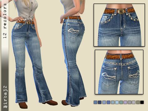 Sims 4 Cc Country Clothes, Los Sims 4 Mods, Clothes Cc, Country Clothes, Sims 4 Tsr, Cowgirl Jeans, Farm Clothes, Sims 4 Cc Folder, Sims 4 Dresses