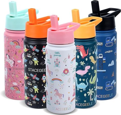 STACEGEELE Kids Stainless Steel Water Bottle with Straw Kids Insulated Water Thermos for School Kids Metal Water Bottles for Boys Girls Double Wall Vacuum Leak Proof BPA Free 18oz 550ml Princess Brand: STACEGEELE Metal Water Bottles, Kids Thermos, Match Bottle, Thermos Water Bottle, Metal Water Bottle, Bottle With Straw, Water Bottle Design, Water Bottle With Straw, Thermos Bottle